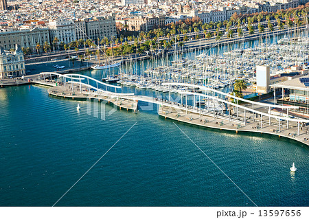 Barcelona port view from the air. 13597656