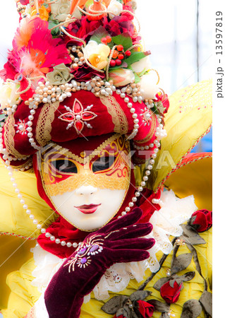 Soft focus picture of venetian carnival mask. 13597819