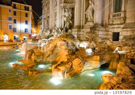 The Famous Trevi Fountain at night, rome, Italy. 13597829