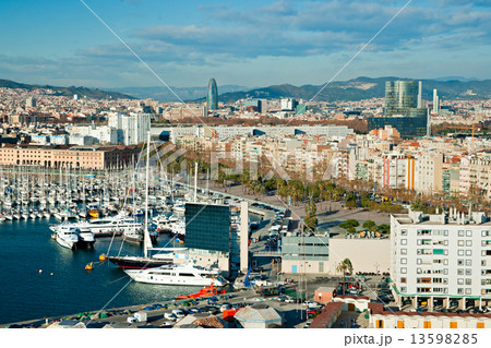 Barcelona port view from the air. 13598285
