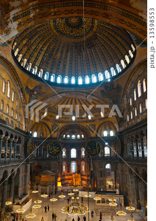 The beautiful decorated cupola of Hagia Sophia mosque, Istanbul, The beautiful decorated cupola of Hagia Sophia mosque, Istanbul, 13598553