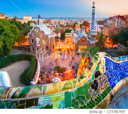 Park Guell in Barcelona, Spain. 13598769