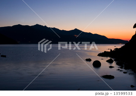 Sunset at Forno, on the Biodola Bay, Elba island. 13599533