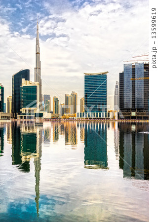 Dubai skyline at dusk Dubai skyline at dusk 13599619