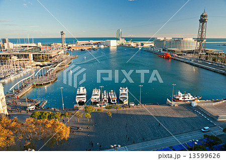 Barcelona port view from the air. 13599626