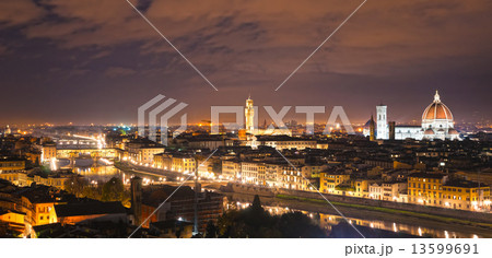 Florence, view of Duomo and Giotto's bell tower, Santa croce and 13599691