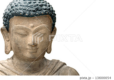 Close-up picture of a Buddha Face in Bronze, from Nepal. 13600054