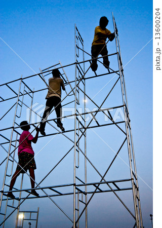 Scaffolding mounting for the king's Birthday, bangkok, Thailand. 13600204