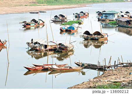 Boats in a harbor in the Mekong delta, Vietnam 13600212