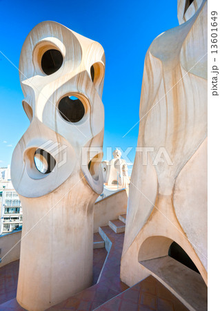 BARCELONA, SPAIN - DECEMBER 18: Casa Mila, or La Pedrera, on Dec BARCELONA, SPAIN - DECEMBER 18: Casa Mila, or La Pedrera, on Dec 13601649