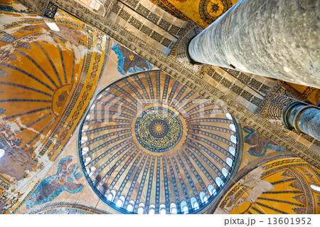 The beautiful decorated cupola of Hagia Sophia mosque, Istanbul, The beautiful decorated cupola of Hagia Sophia mosque, Istanbul, 13601952