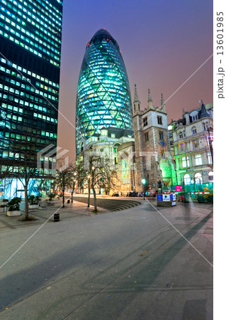 LONDON - MARCH 16: The modern glass offices of the Swiss Re Gher LONDON - MARCH 16: The modern glass offices of the Swiss Re Gher 13601985