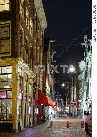 Night city view of Amsterdam street 13603999