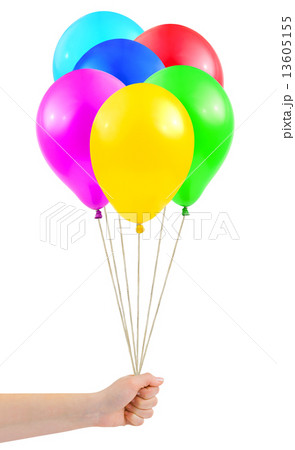 Multicolored balloons in hand 13605155
