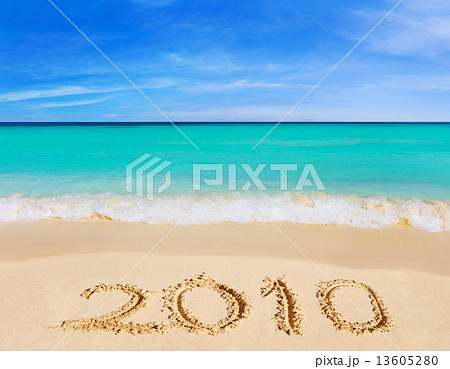 Numbers 2010 on beach 13605280