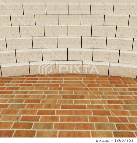 Abstract futuristic interior. Brick scene and tribune 13607353