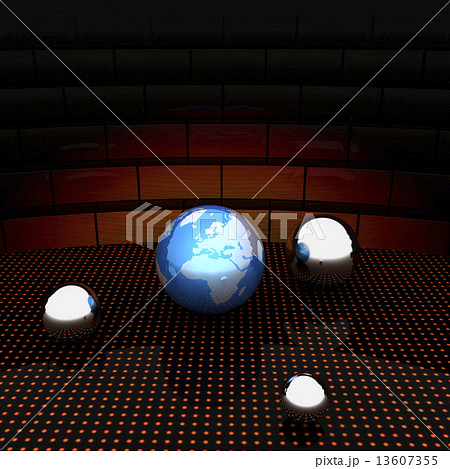 Earth and ball on light path to infinity Earth and ball on light path to infinity 13607355