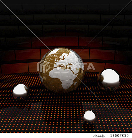 Earth and ball on light path to infinity Earth and ball on light path to infinity 13607356
