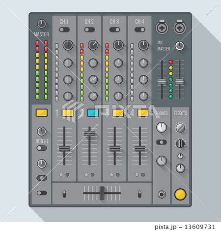 flat style sound dj mixer illustration. 13609731
