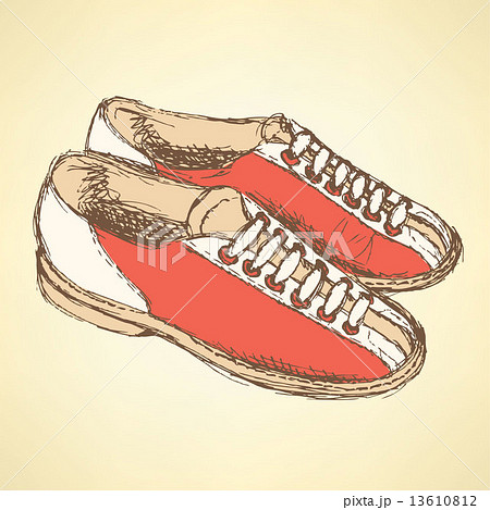 Sketch bowling shoes in vintage styleの 
