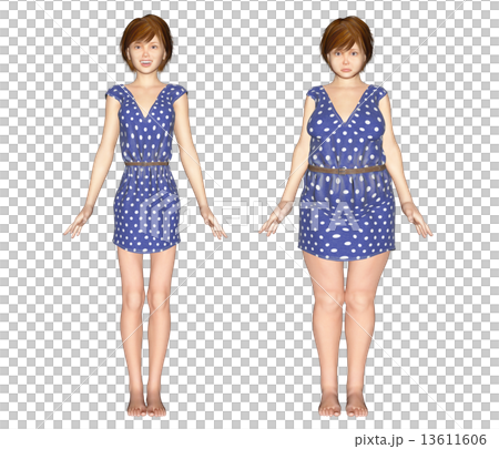 ダイエット前後　リアル３DCG　イラスト素材 13611606