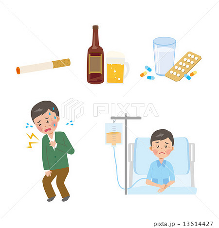 Male Cancer Tobacco Alcohol Stock Illustration