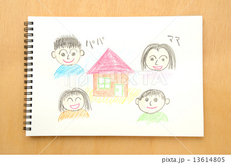 マイホーム購入イメージ―家と家族のスケッチ マイホーム購入イメージ―家と家族のスケッチ 13614805