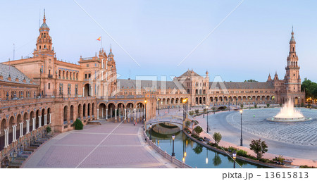 espana Plaza Seville Spain panorama 13615813