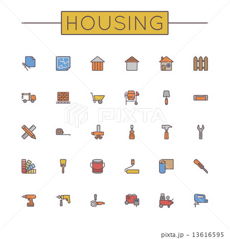 Vector Colored Housing Line Icons 13616595