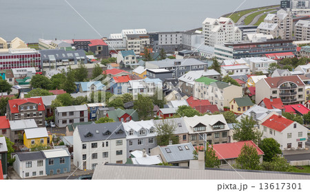 Reykjavik houses aerial view, Iceland 13617301