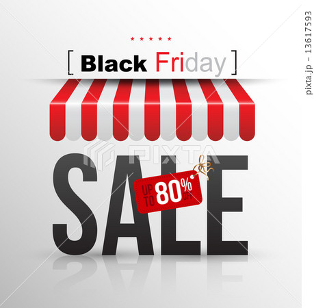 Black Friday sale poster with tag banner "up to 80".  13617593