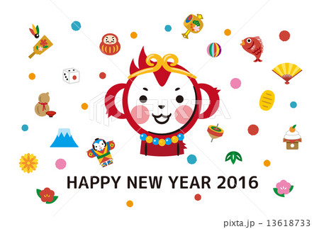 年賀2016　演技物　独楽　申年 13618733