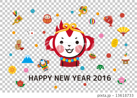 年賀2016　演技物　独楽　申年 13618733