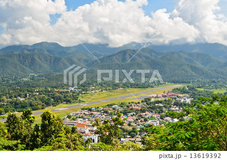 Landscape high angle view of the city in the valley. Landscape high angle view of the city in the valley. 13619392