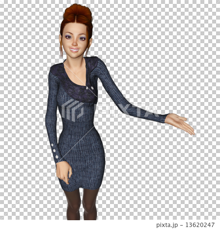 Female 3DCG illustration material for a sweater dress to show 13620247