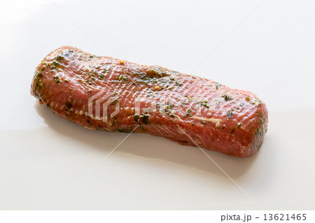 Raw fillet of lamb in marinade as Cut Raw fillet of lamb in marinade as Cut 13621465