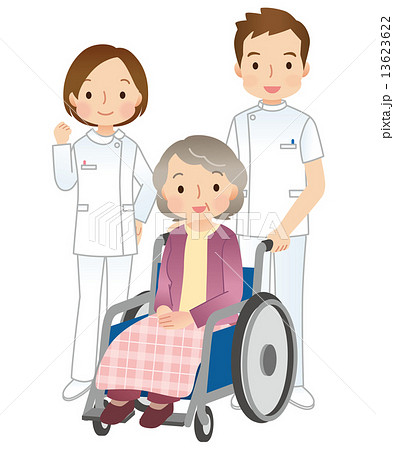車椅子に乗る高齢者 健康 看護師のイラスト素材