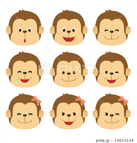 猿 表情 アイコンのイラスト素材