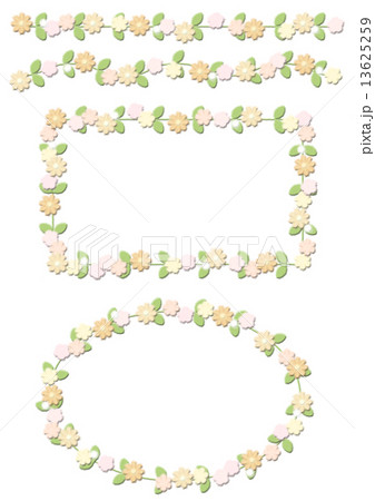 飾り枠 飾り罫 フェルト花柄のイラスト素材