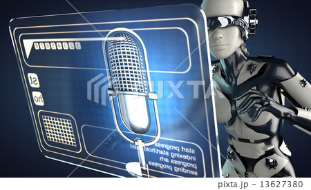 cyborg woman and hologram display cyborg woman and hologram display 13627380