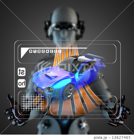 cyborg woman and hologram display cyborg woman and hologram display 13627465