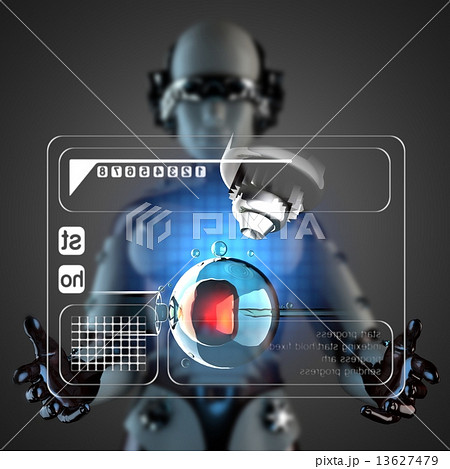 cyborg woman and hologram display cyborg woman and hologram display 13627479