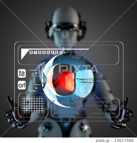 cyborg woman and hologram display cyborg woman and hologram display 13627480