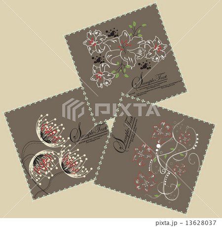 Set of three (3) vintage invitation cards with elegant retro abs Set of three (3) vintage invitation cards with elegant retro abs 13628037