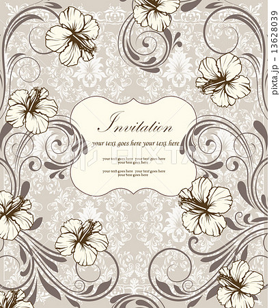 Vintage invitation card with ornate elegant retro abstract flora 13628039