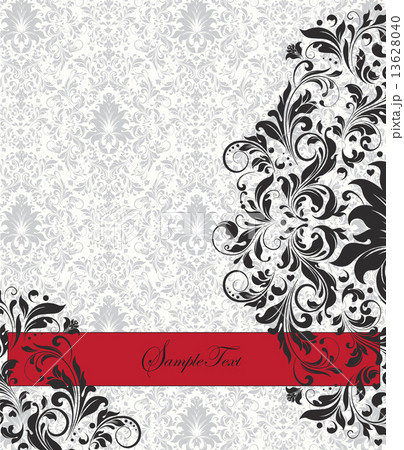 Vintage invitation card with ornate elegant abstract floral desi 13628040