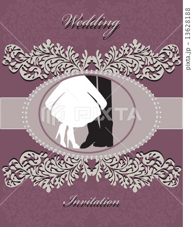 Vintage wedding invitation card with ornate elegant retro abstra 13628188