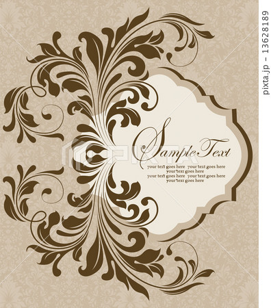 Vintage invitation card with ornate elegant retro abstract flora Vintage invitation card with ornate elegant retro abstract flora 13628189