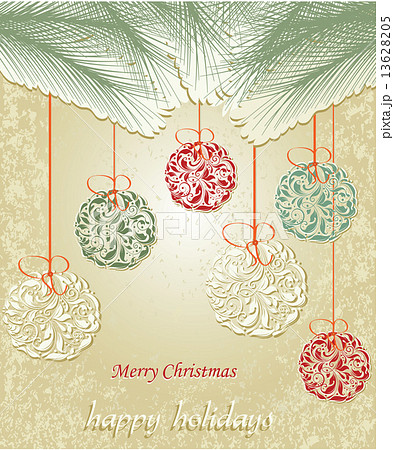 Vintage Christmas card with ornate elegant abstract floral desig Vintage Christmas card with ornate elegant abstract floral desig 13628205