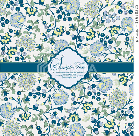 Vintage invitation card with ornate elegant abstract floral desi 13628225